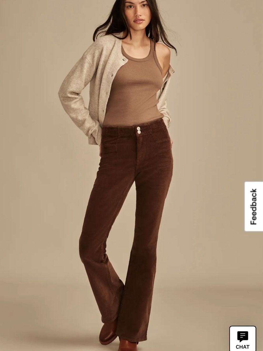 Lucky Brand High Rise Seamed Corduroy Stevie Flare trouser pants